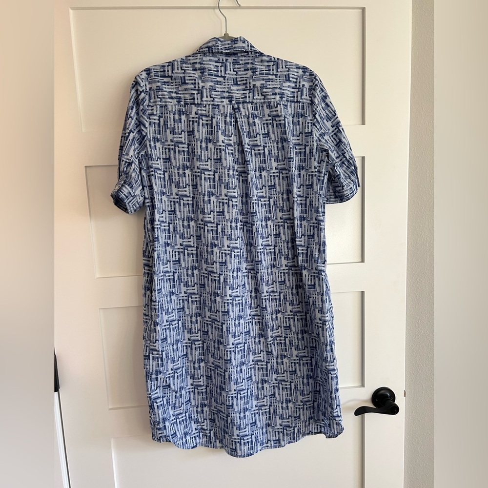 J. McLaughlin Blue Patterned Shirt Dress - Picture 3 of 3